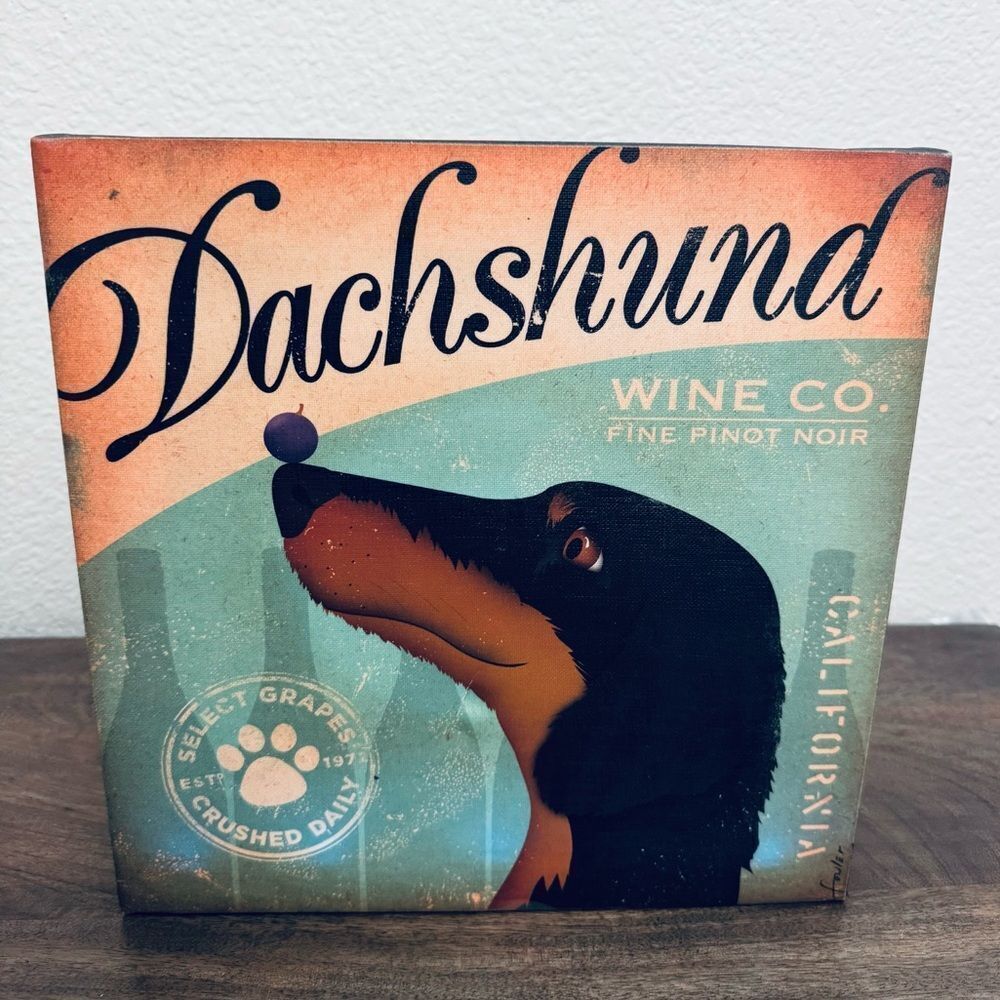 Dachshund Dog Wine Co. Canvas Wall Art Decor